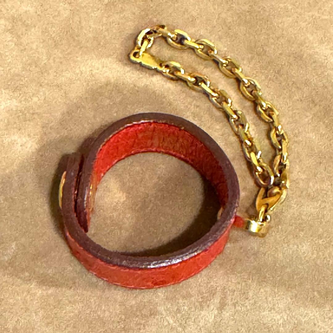 HERMES エルメス グローブホルダー スカーフリング オーストリッチ 赤