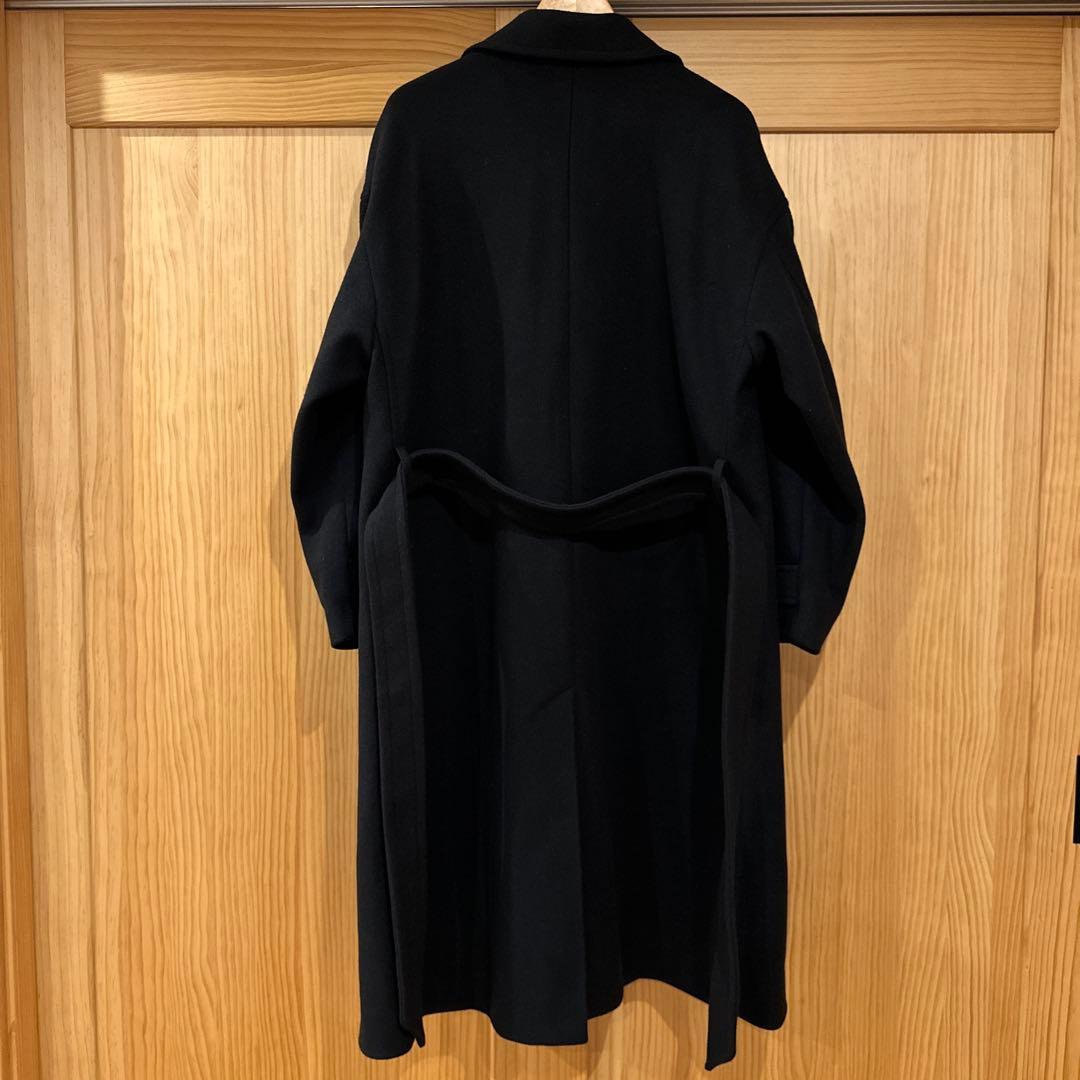 CLEL テックメルトンルーズ ダブルチェスターコート ブラック S