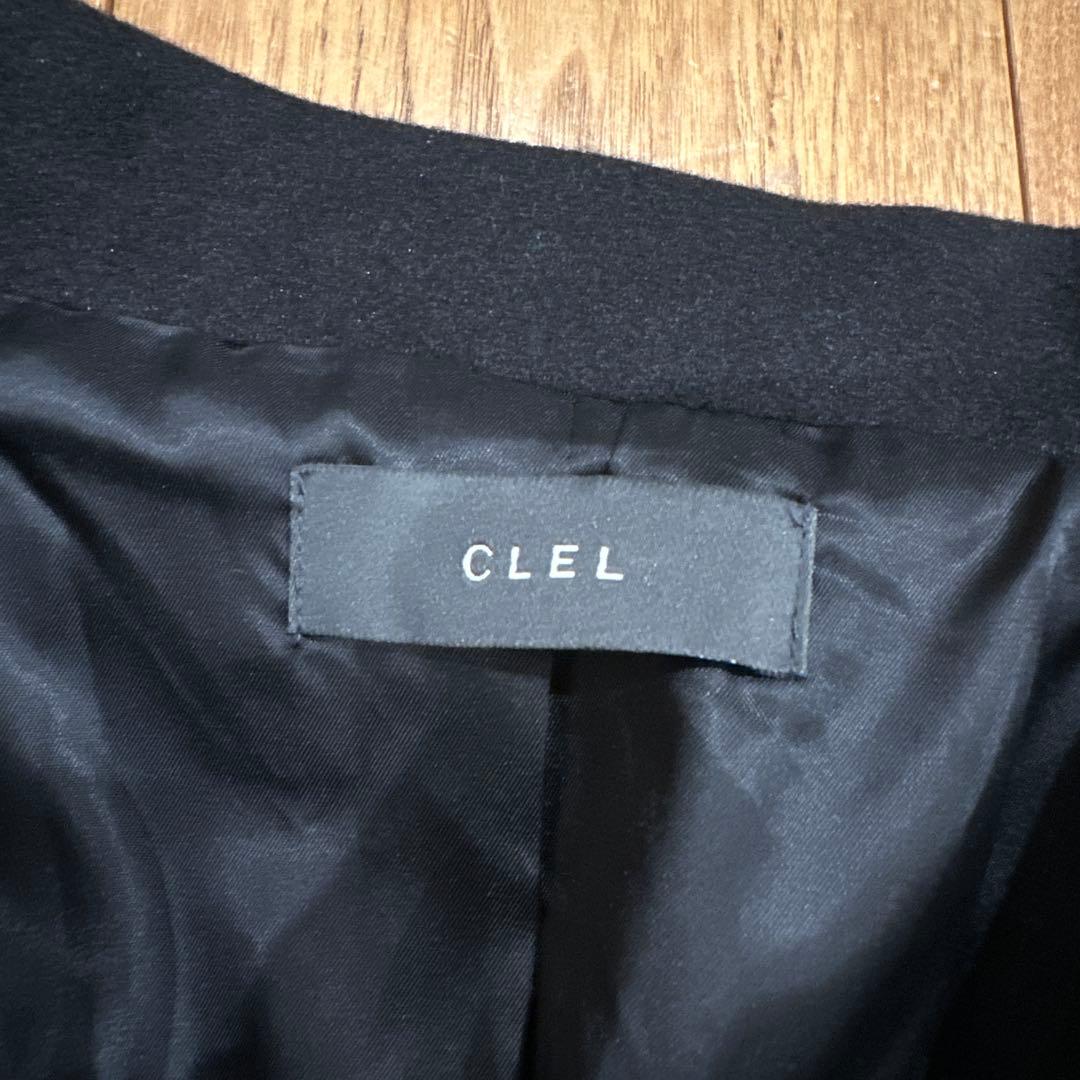 CLEL テックメルトンルーズ ダブルチェスターコート ブラック S