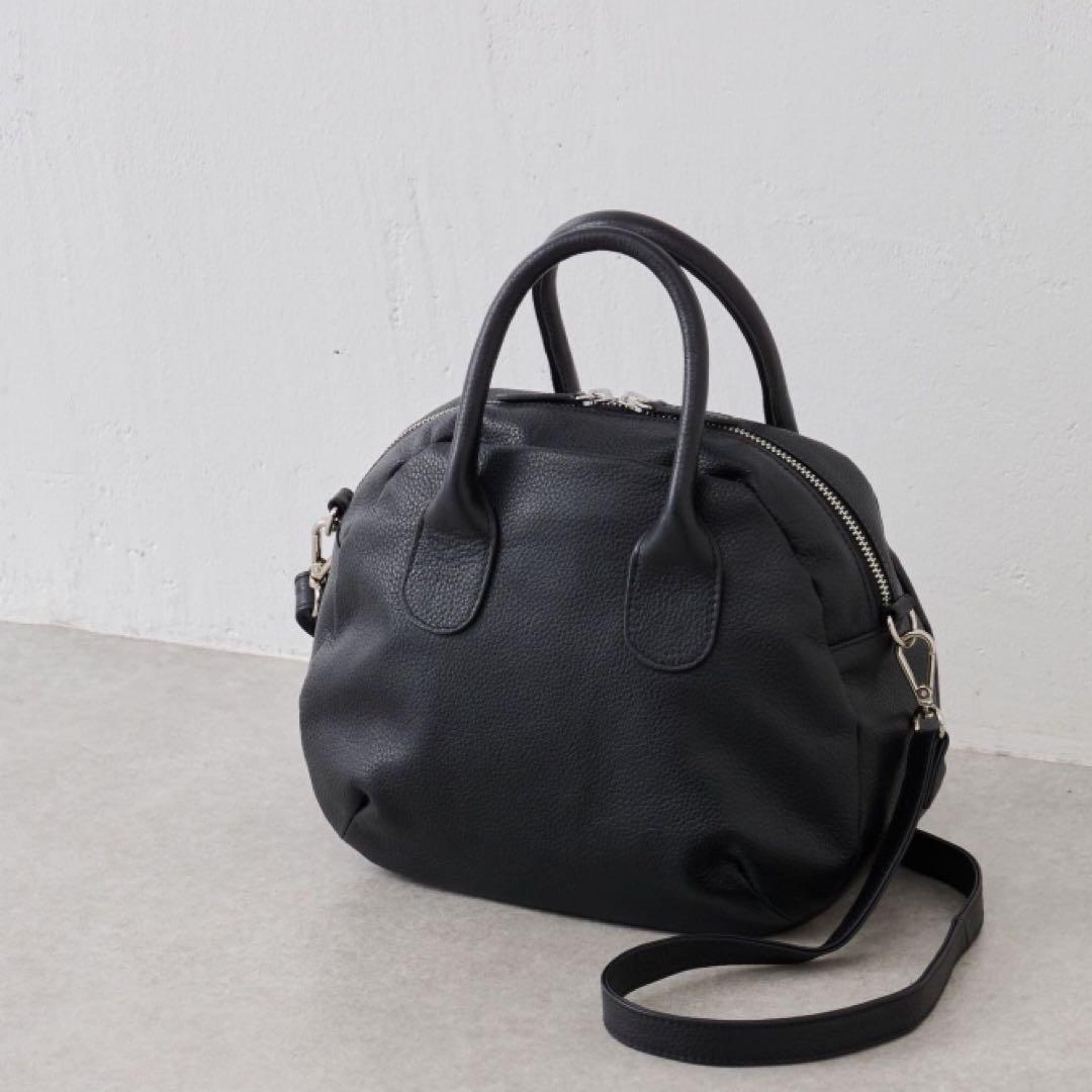 未使用級 BEARDSLEYビアズリー ラウンドミニボストンバッグ ブラック