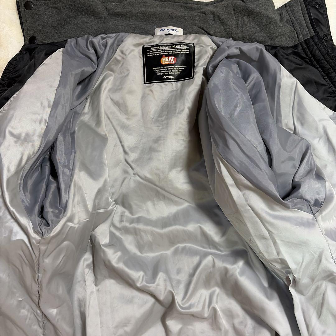 美品 YONEX ベンチコート ヒートカプセル 中綿 ロング L ブラック 黒
