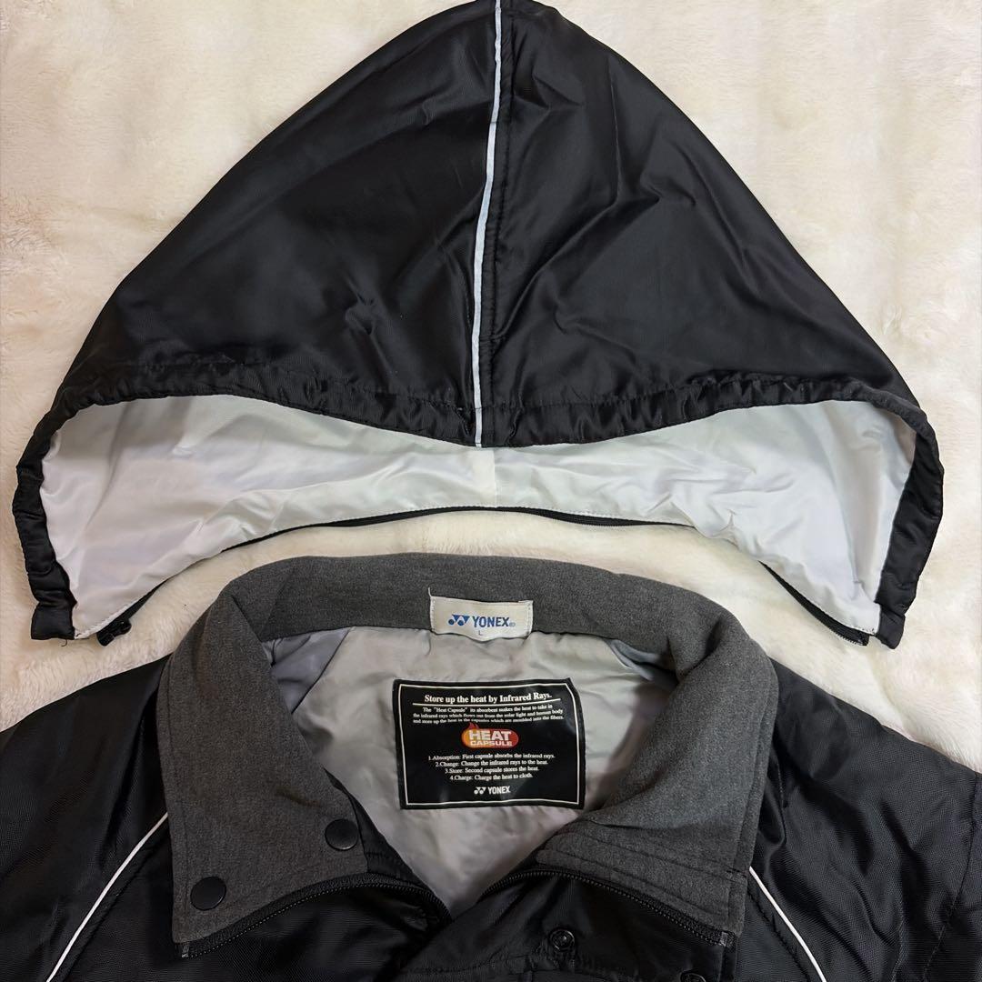 美品 YONEX ベンチコート ヒートカプセル 中綿 ロング L ブラック 黒