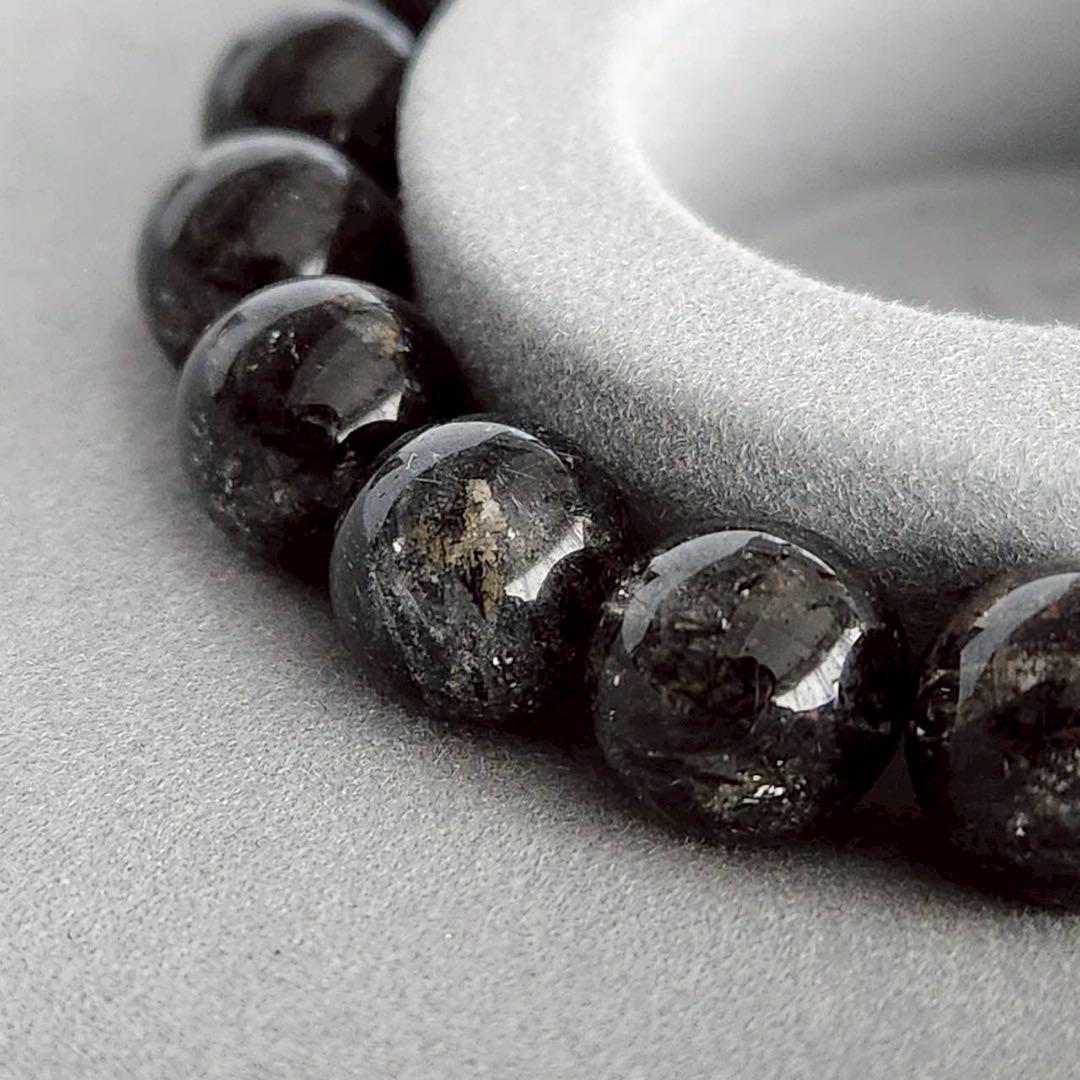 お正月SALE〜☆天然石☆ ブラック ルチルクォーツ　11mm 高品質　鑑別