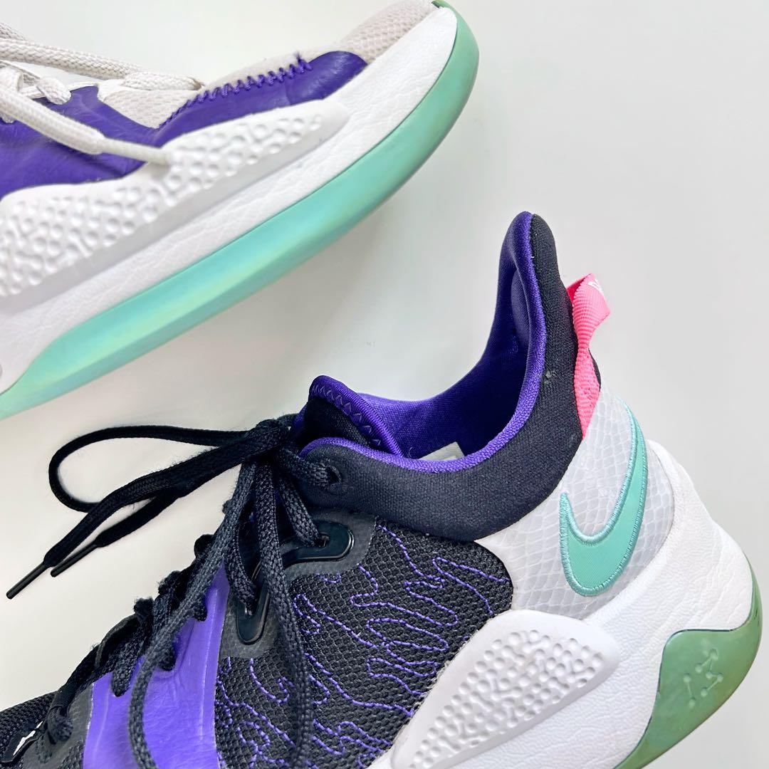 NIKE PG5 ナイキバイユー スニーカー バッシュ 白紫黒 27cm - メルカリ