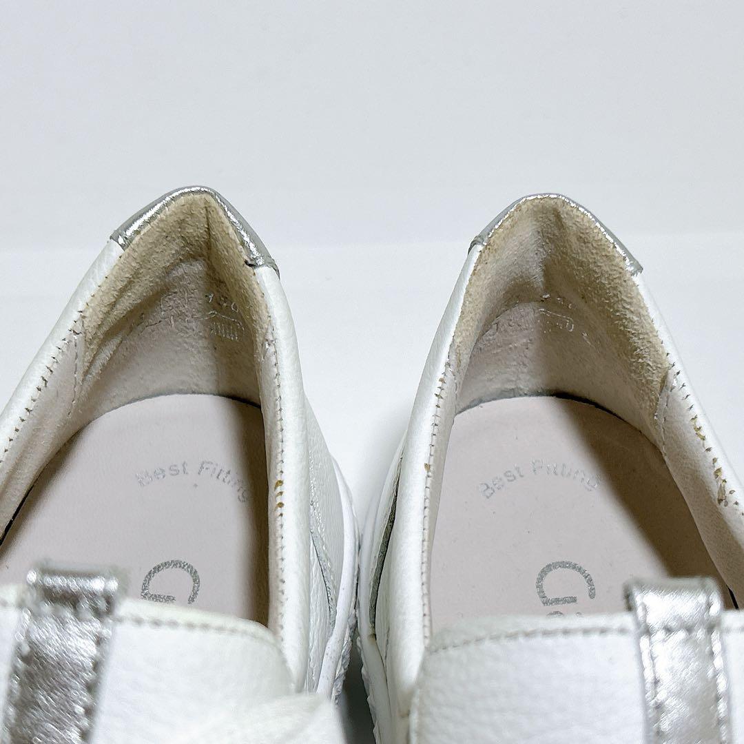 未使用級☆Gabor ガボール スニーカー レザー スリッポン リボン 24.5