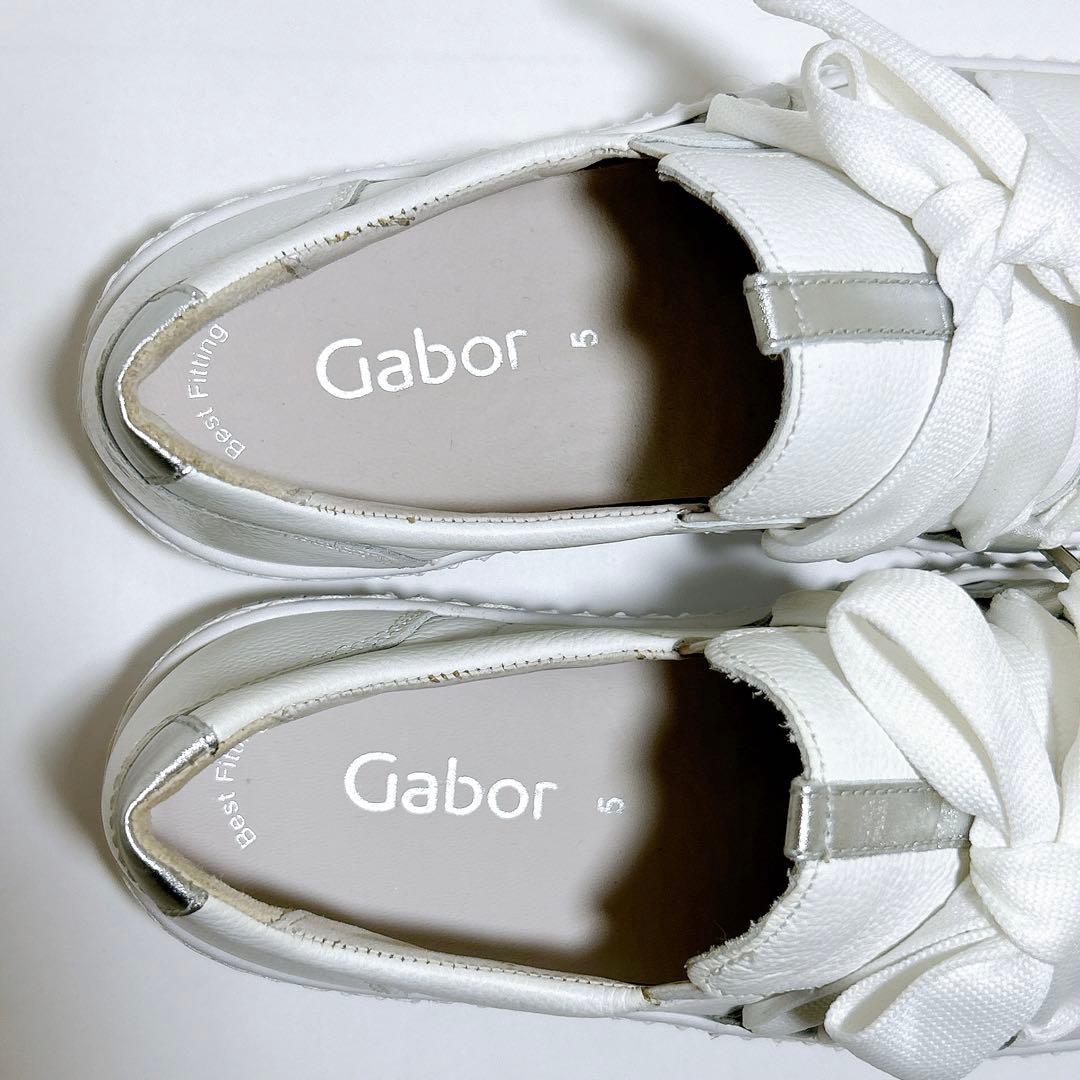 未使用級☆Gabor ガボール スニーカー レザー スリッポン リボン 24.5