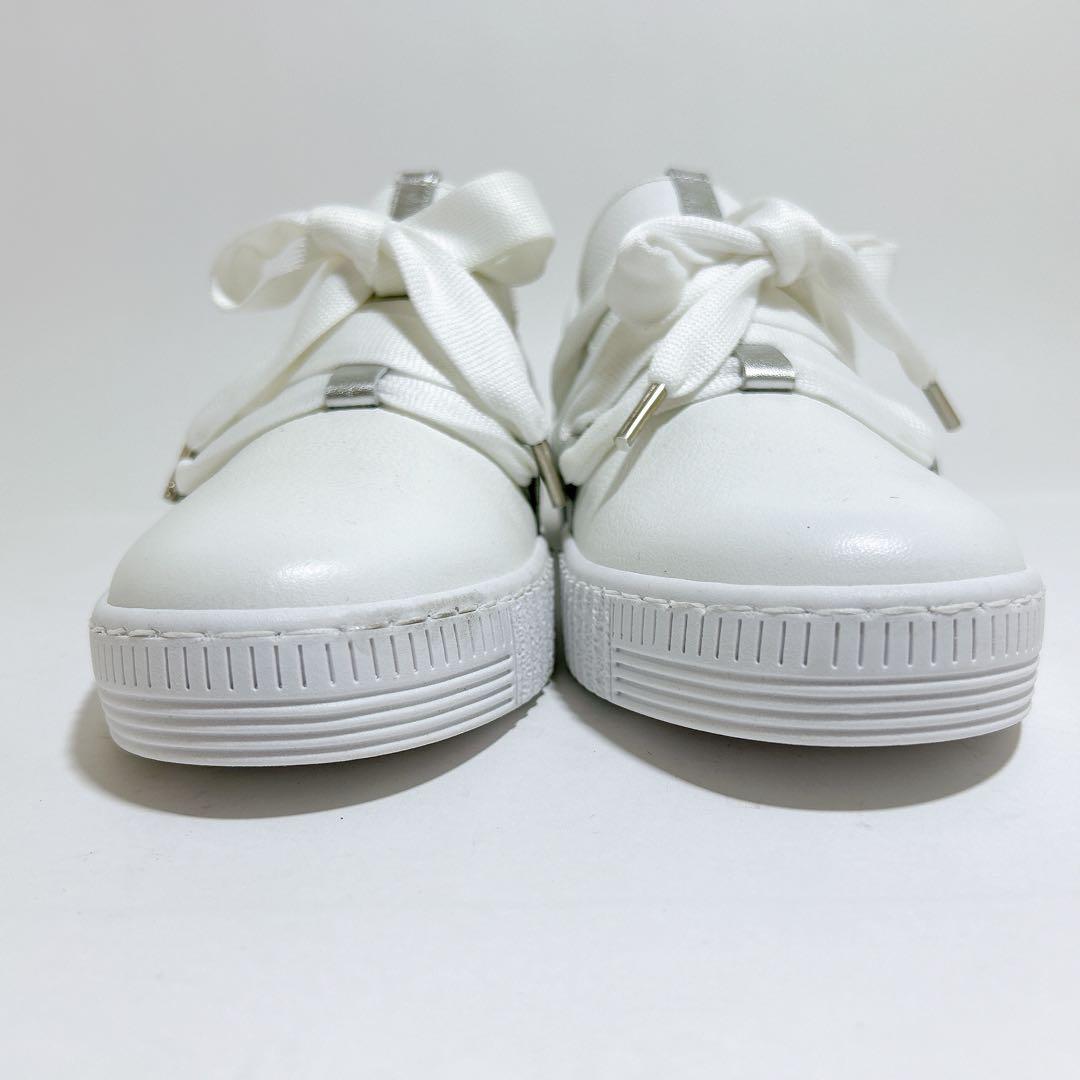 未使用級☆Gabor ガボール スニーカー レザー スリッポン リボン 24.5