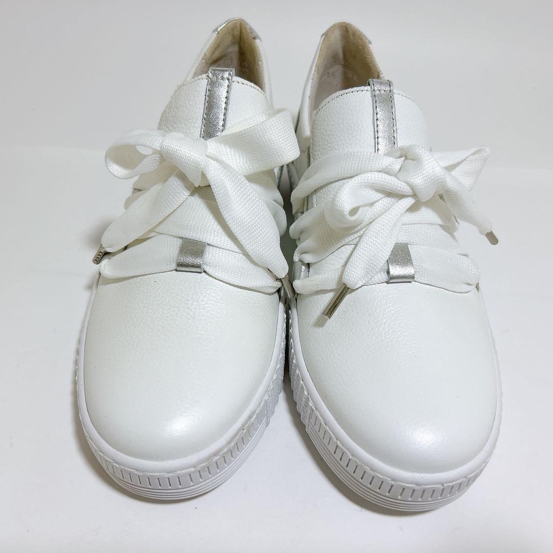 未使用級☆Gabor ガボール スニーカー レザー スリッポン リボン 24.5