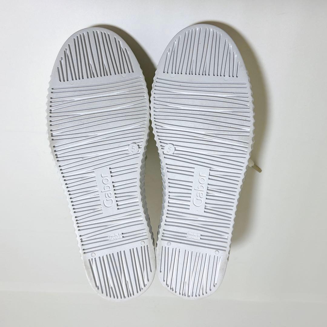 未使用級☆Gabor ガボール スニーカー レザー スリッポン リボン 24.5