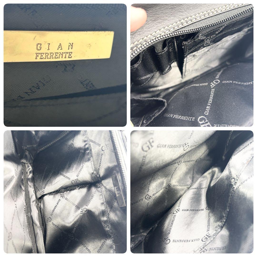 美品 GIAN FERRENTE 2way レザー 4層 黒 ショルダーバッグ