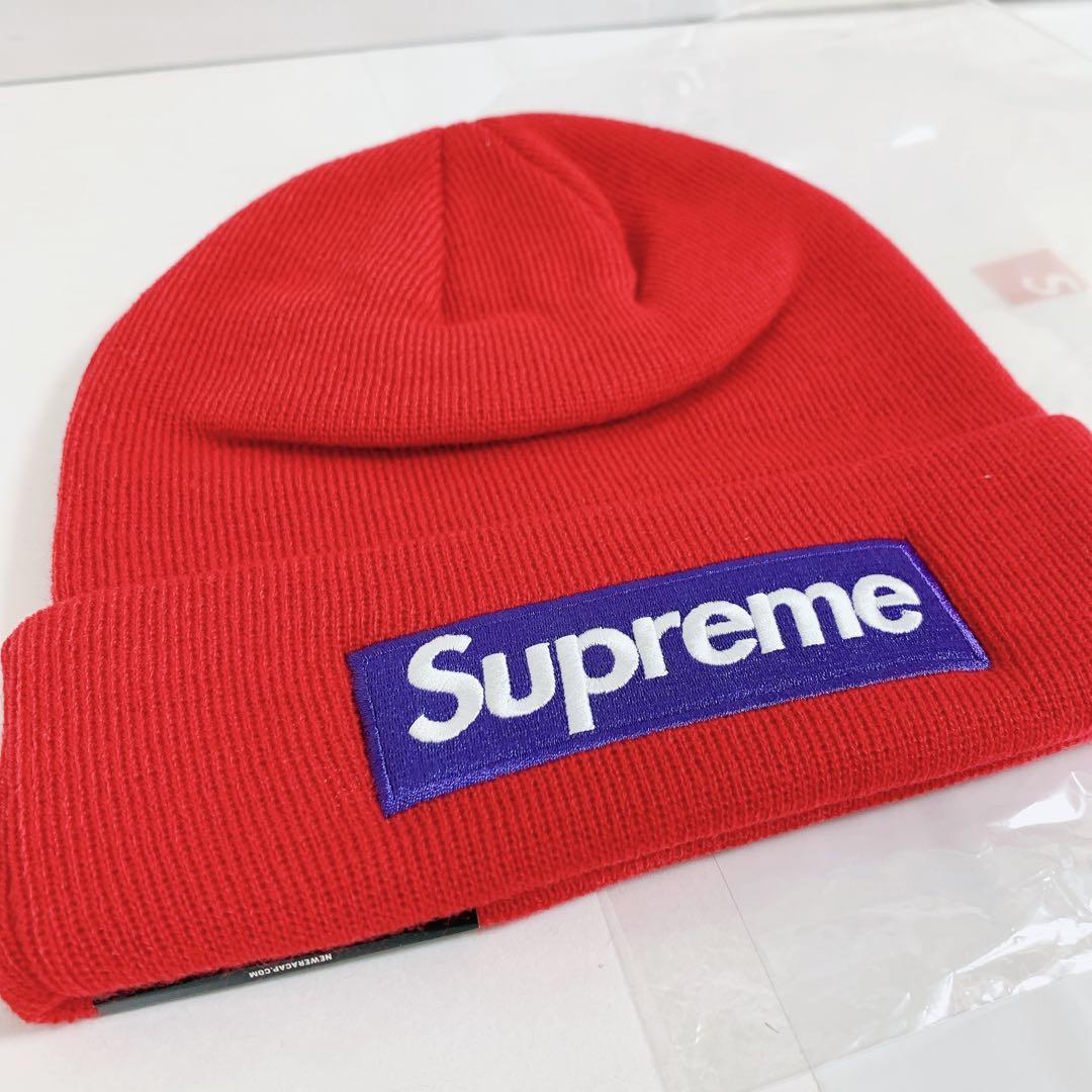 赤 17AW シュプリーム ニューエラ ボックスロゴ ビーニー ニットキャップ
