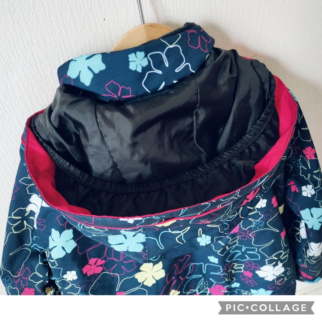 美品☆Phenix スキーウェア 上下 150 140 女の子 花柄 紺×グレー