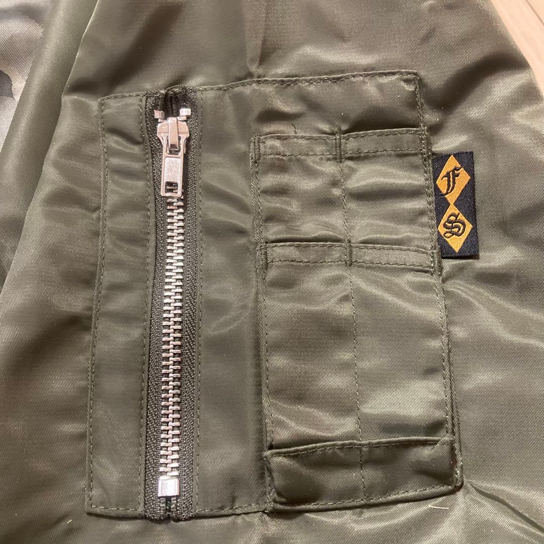 FLAGSTAFF×PEANUTS スヌーピーMA-1刺繍ジャケット カーキ