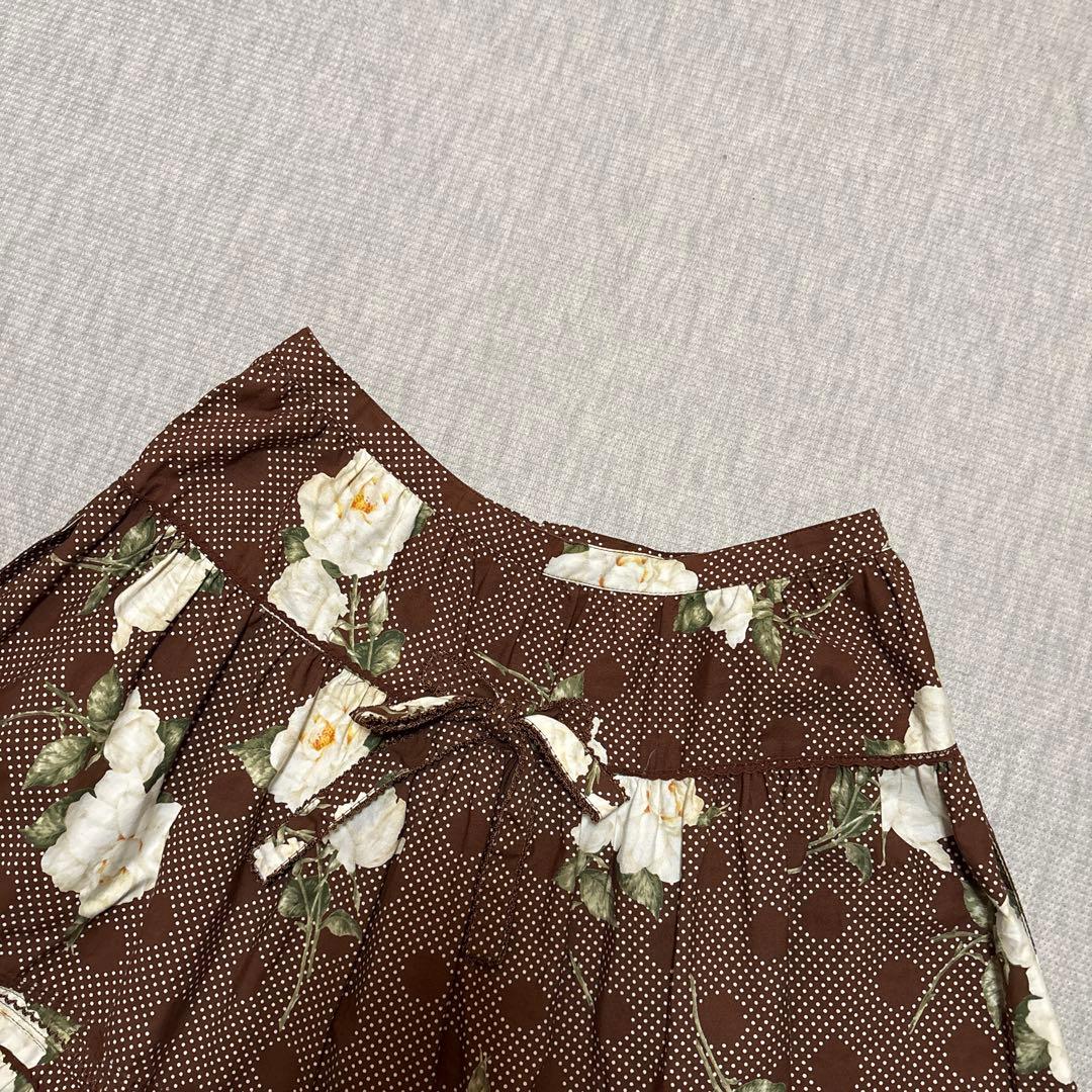 美品★ピンクハウス★花柄&ドット柄が可愛い♪フレアスカート￼★