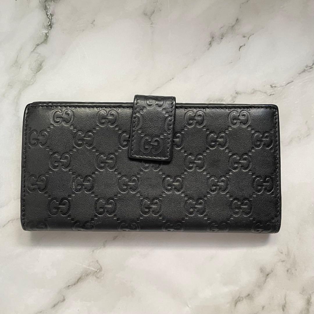 GUCCI グッチ　シマ レザー 長財布　メタルロゴ 0107-①