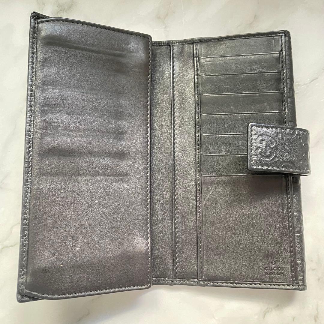 GUCCI グッチ　シマ レザー 長財布　メタルロゴ 0107-①