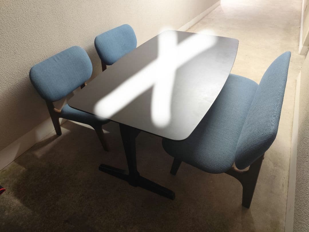 ​【お得3点セット】ニトリ LDチェア2脚＋ベンチ1脚 ターコイズブルー