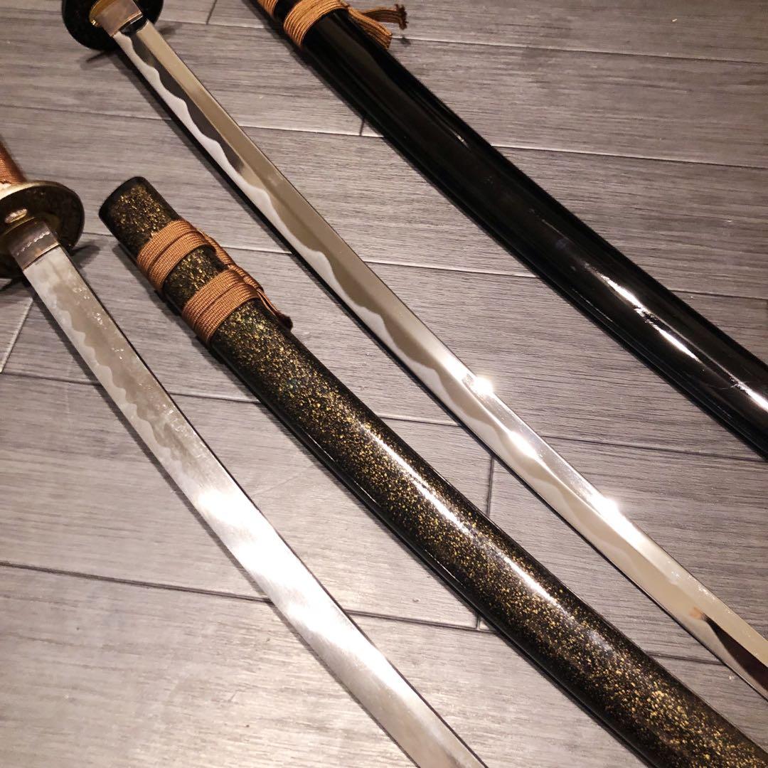 高級模造刀 居合刀 美術刀剣 太刀 脇差 大小セット 2本セット 拵え