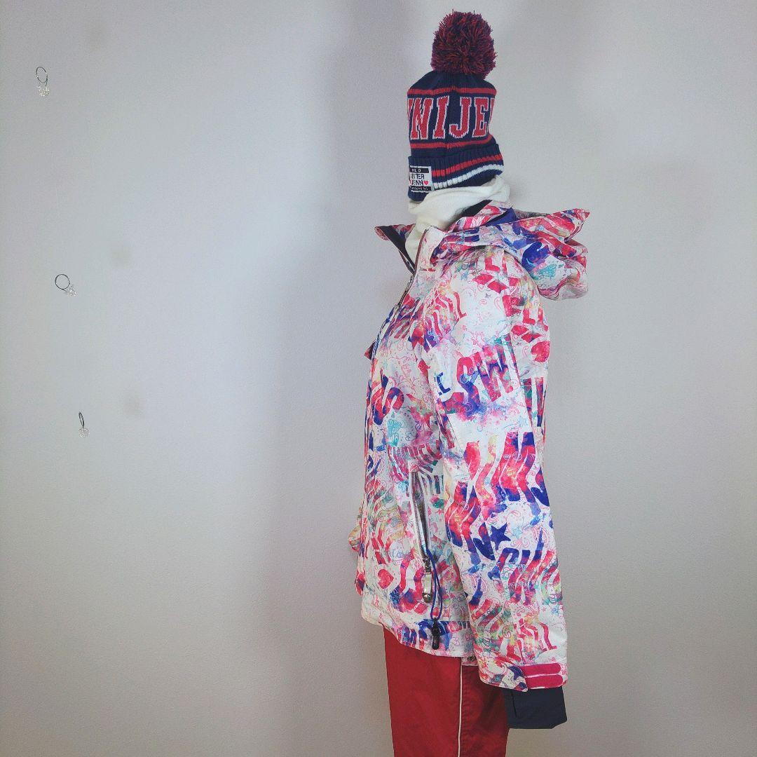 レディース　M　スキー　スノーボードウェア　上下セット　ピンク　レッド　ホワイト