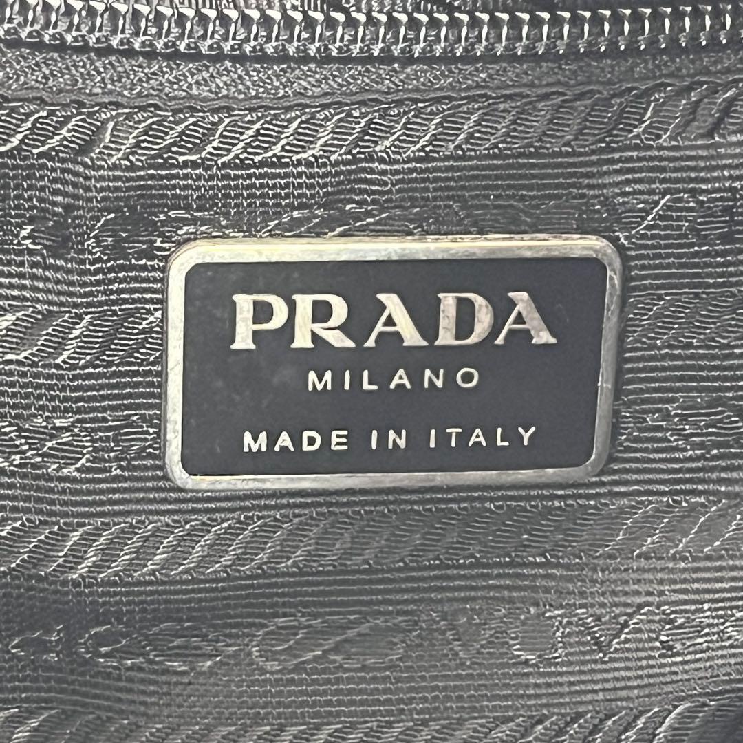 極美品 プラダ リュック 巾着 三角ロゴプレート ナイロン レザー ブラック