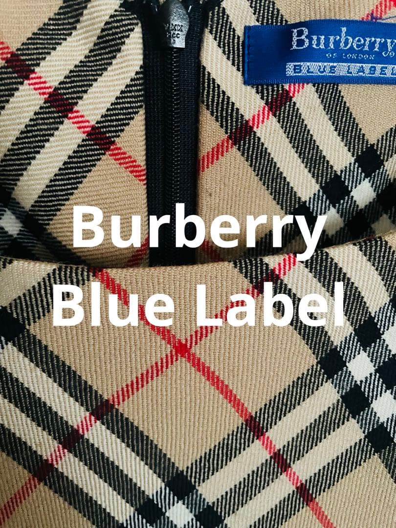 【バーバリーブルーレーベル】ジャンパースカート　ベージュチェック　サイズ38
