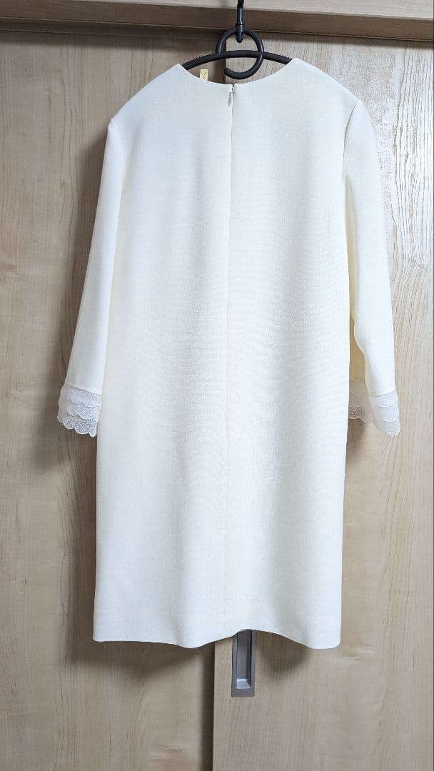 ANAYIアナイ38ウールジョーゼットスカラップワンピースレースフォーマルドレス