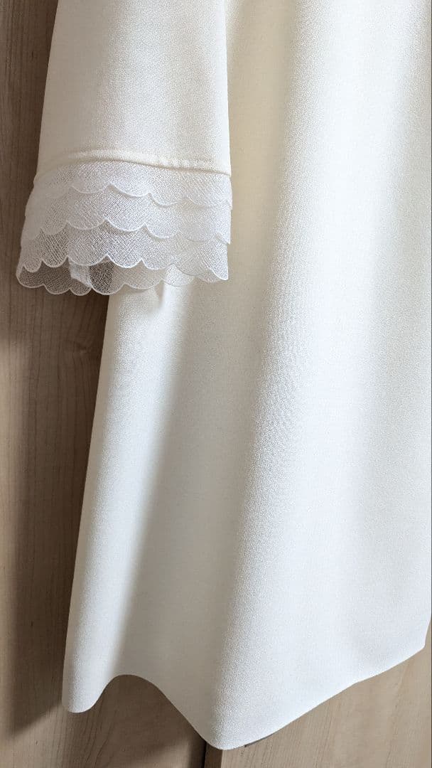 ANAYIアナイ38ウールジョーゼットスカラップワンピースレースフォーマルドレス