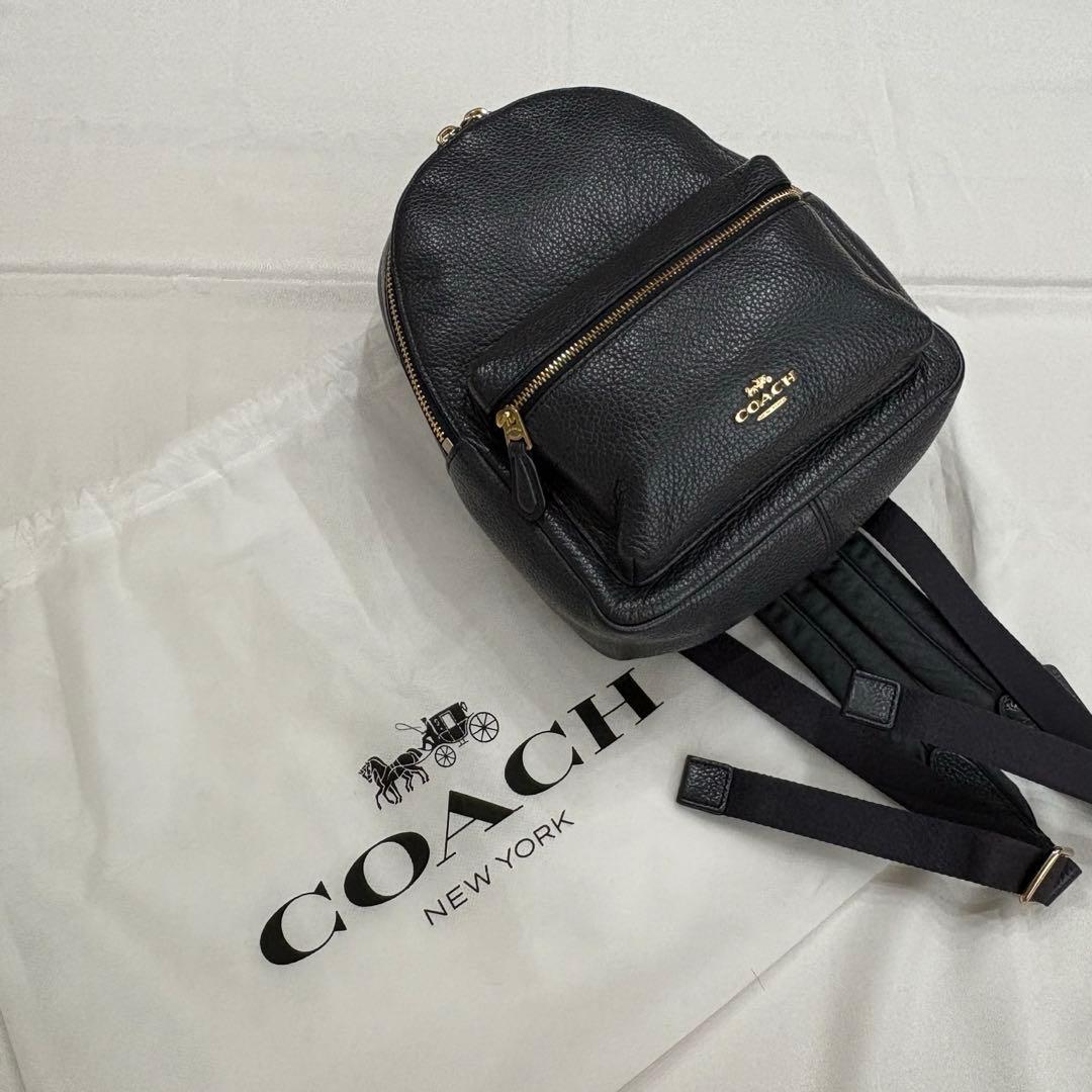 【美品】COACH コーチ ミニ リュック バッグ ネイビー ミニチャーリー
