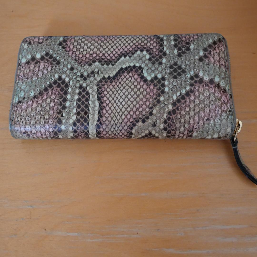 希少/美品 グッチ 長財布 GGマーモント パイソン 　グリーン系　 レザー