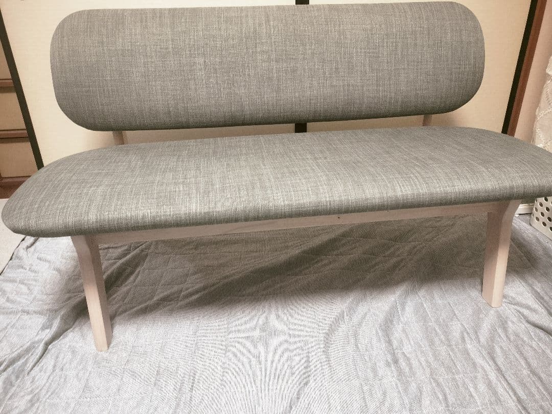 ニトリ　リラックスワイド 　リビングダイニングチェア　ベンチ　グレー　2人用