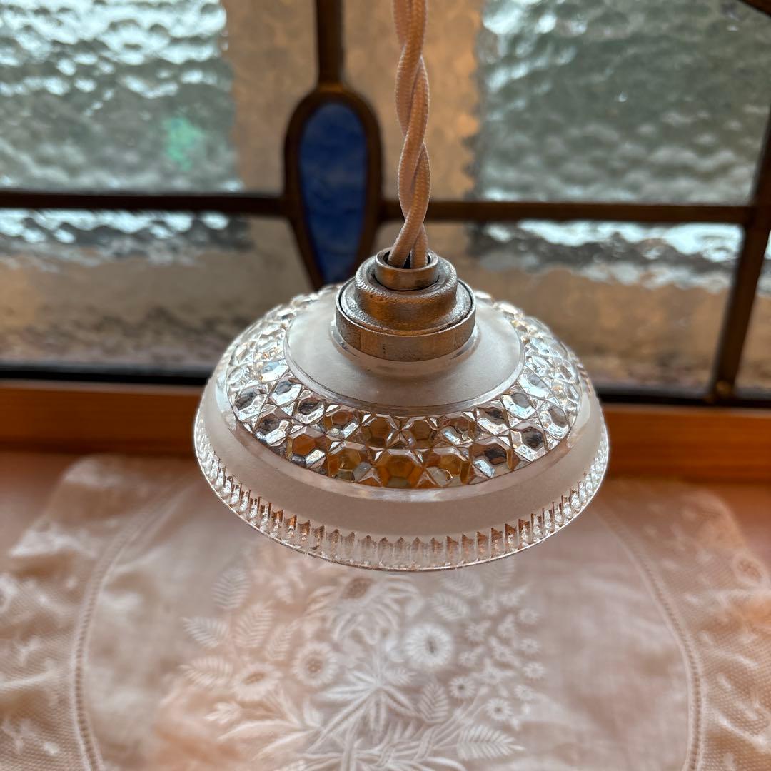 フランスアンティーク　オールドバカラ　ミニシェード　ペンダントランプ