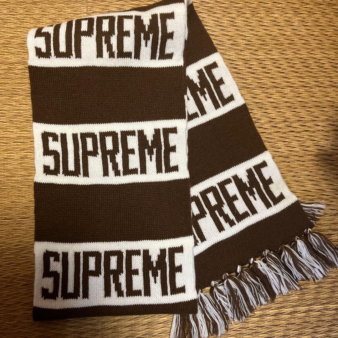 SUPREME ロゴマフラー ブラウン/ホワイト