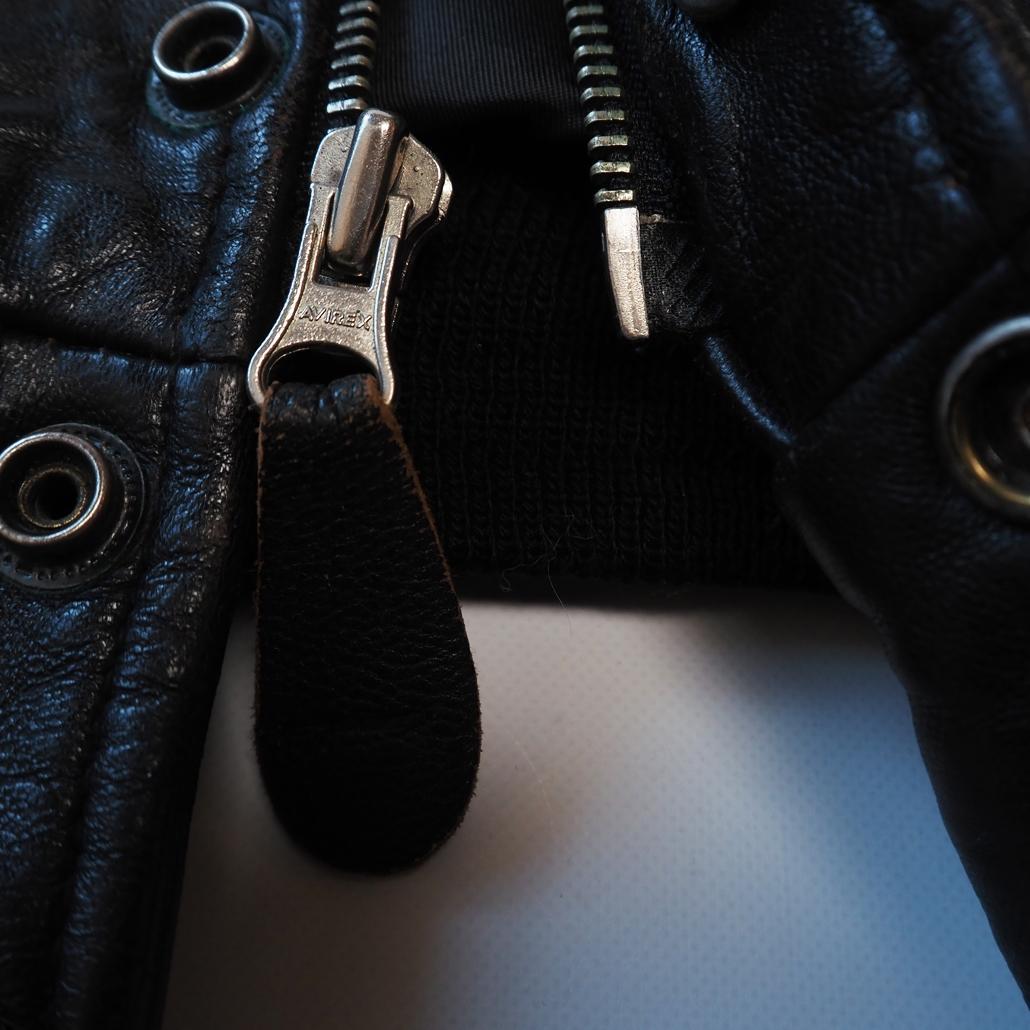 AVIREX 襟付き ショート丈 短丈 オールレザースタジャン 茶芯 本革