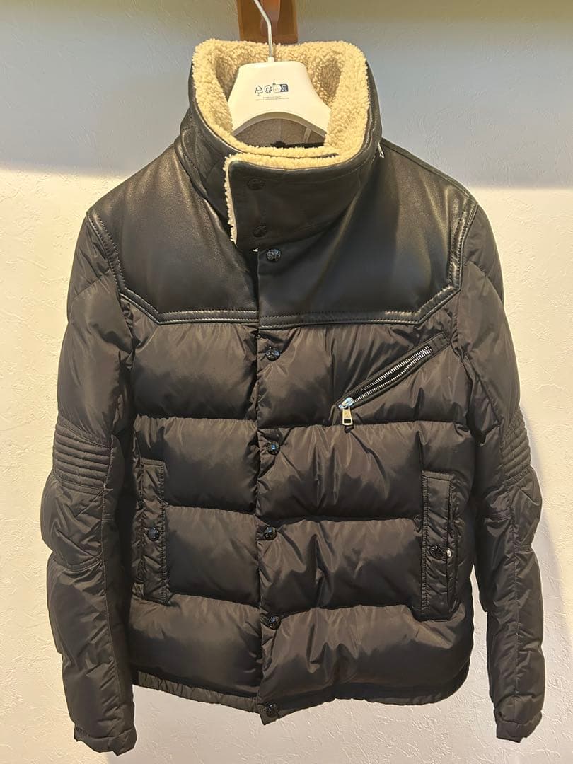 MONCLER LEO モンクレール ダウン ジャケット ボア レザー 正規品
