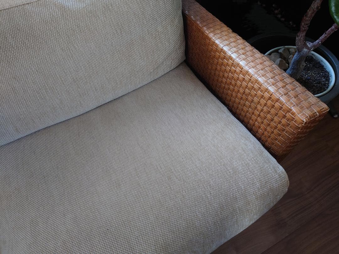 水牛レザー編込ソファ