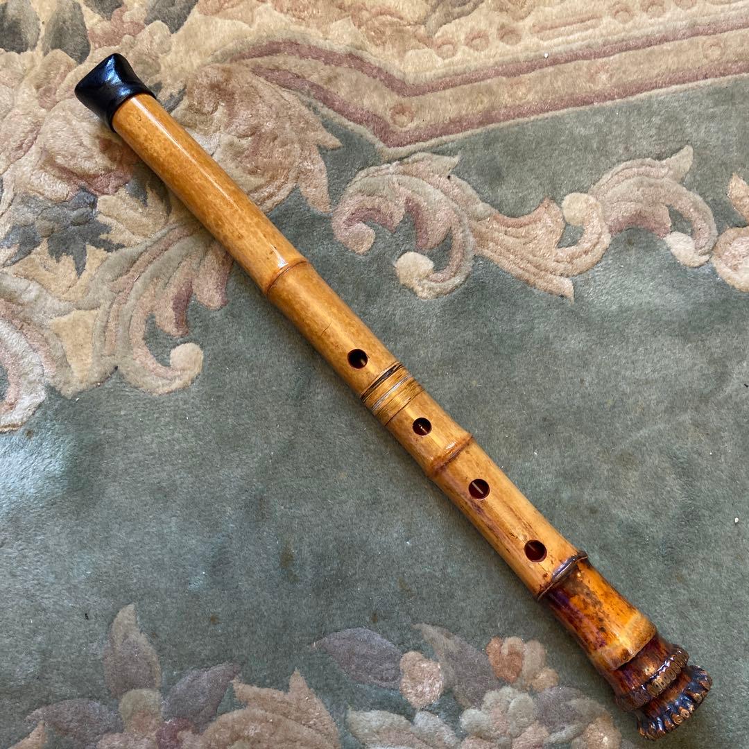 149 尺八　一尺八寸管　央山銘ニ印　金唄口