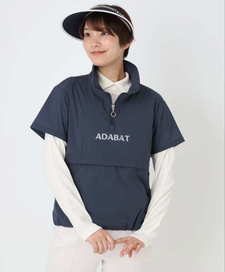 年末値下げ❗️ADABAT ネイビー ハーフジップ 半袖シャツ