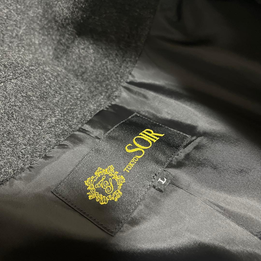 はちべえ　　ウール、アンゴラ　ショールカラー　ベルテッド　ロングコート