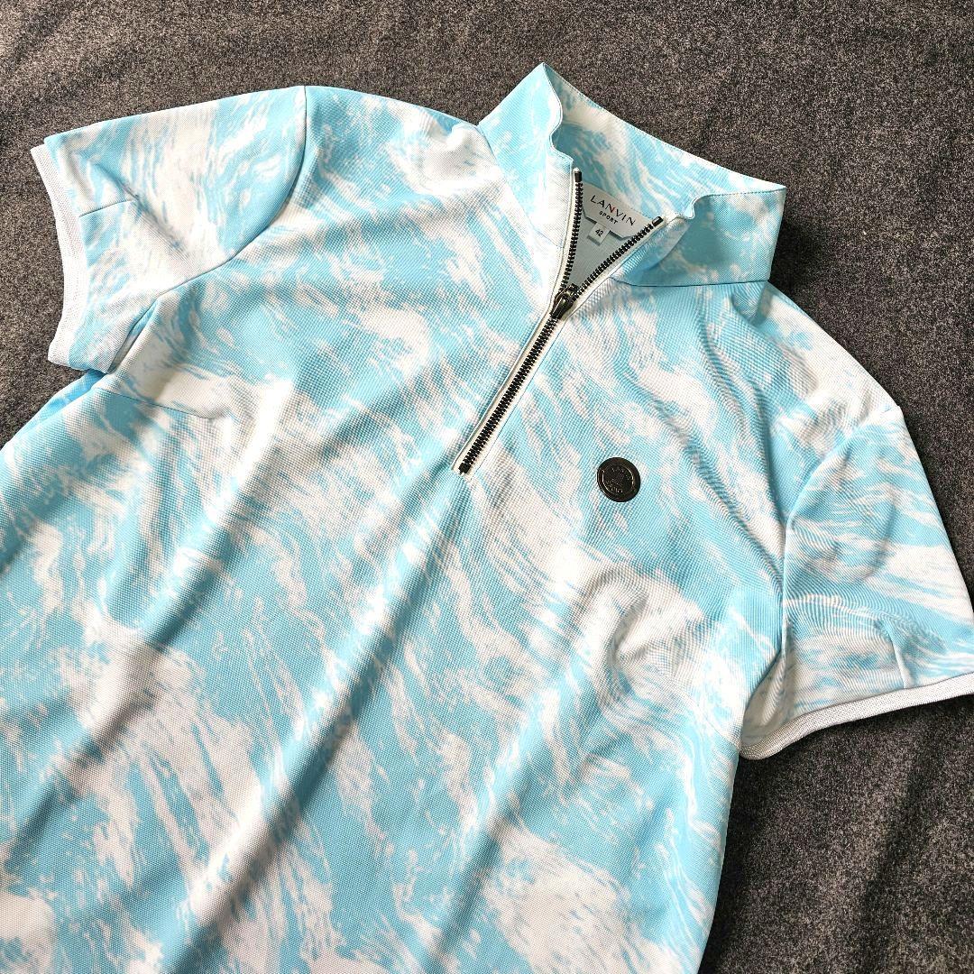 【ランバンスポール】人気空柄×刻印ロゴマーク 半袖ゴルフポロシャツ LL