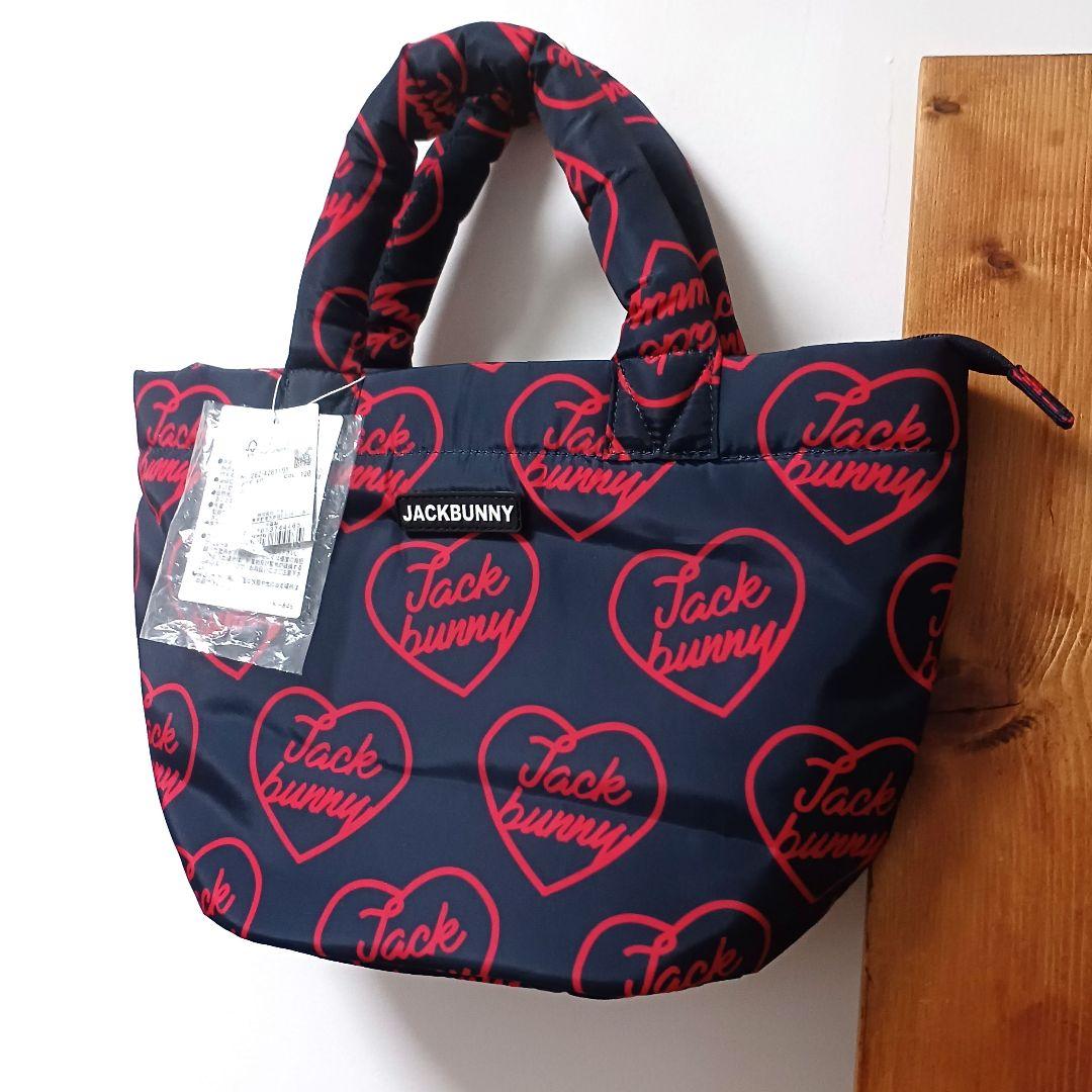 ジャックバニー　レディース　ラウンドバッグ　トートバッグ　ハート柄　ネイビー