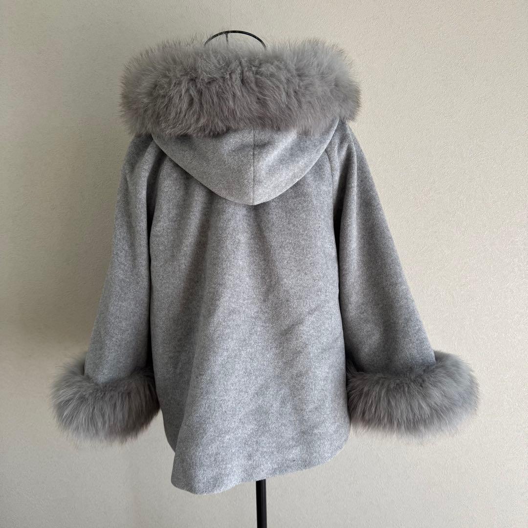 美品Diagram ダイアグラム アンゴラ フォックスファーコート 36