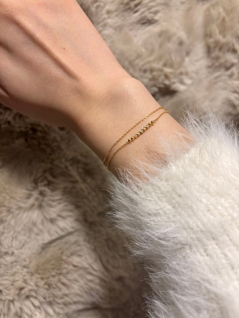 ヴァンドーム青山　k18ゴールド ダイヤモンド0.05ct 二重　ブレスレット