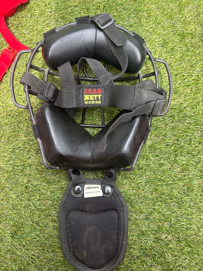 JSBB 軟式用　キャッチャー防具セット　レッド