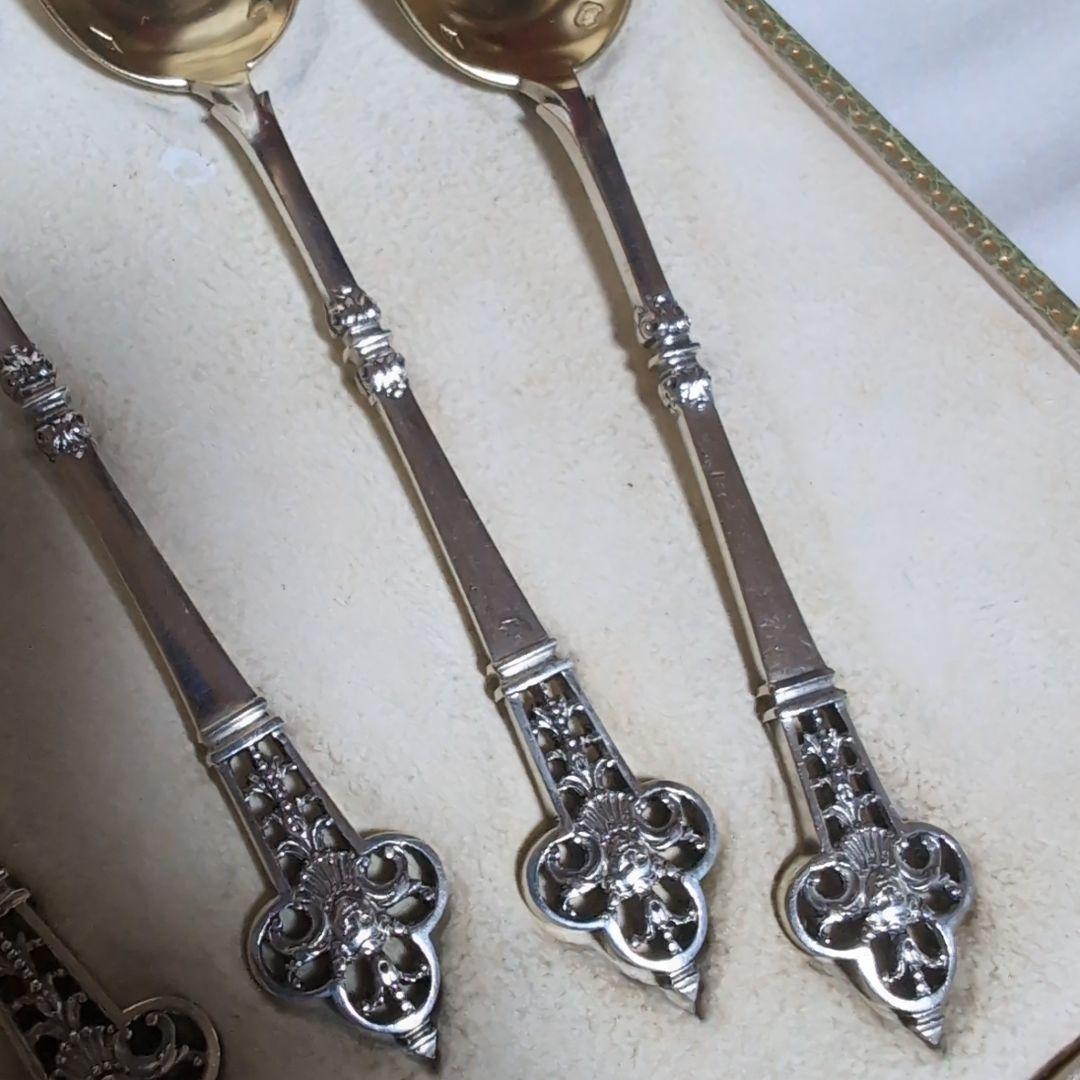 【希少♪】 カルディヤック スプーン 6本セット　ルネサンス　純銀×ヴェルメイユ