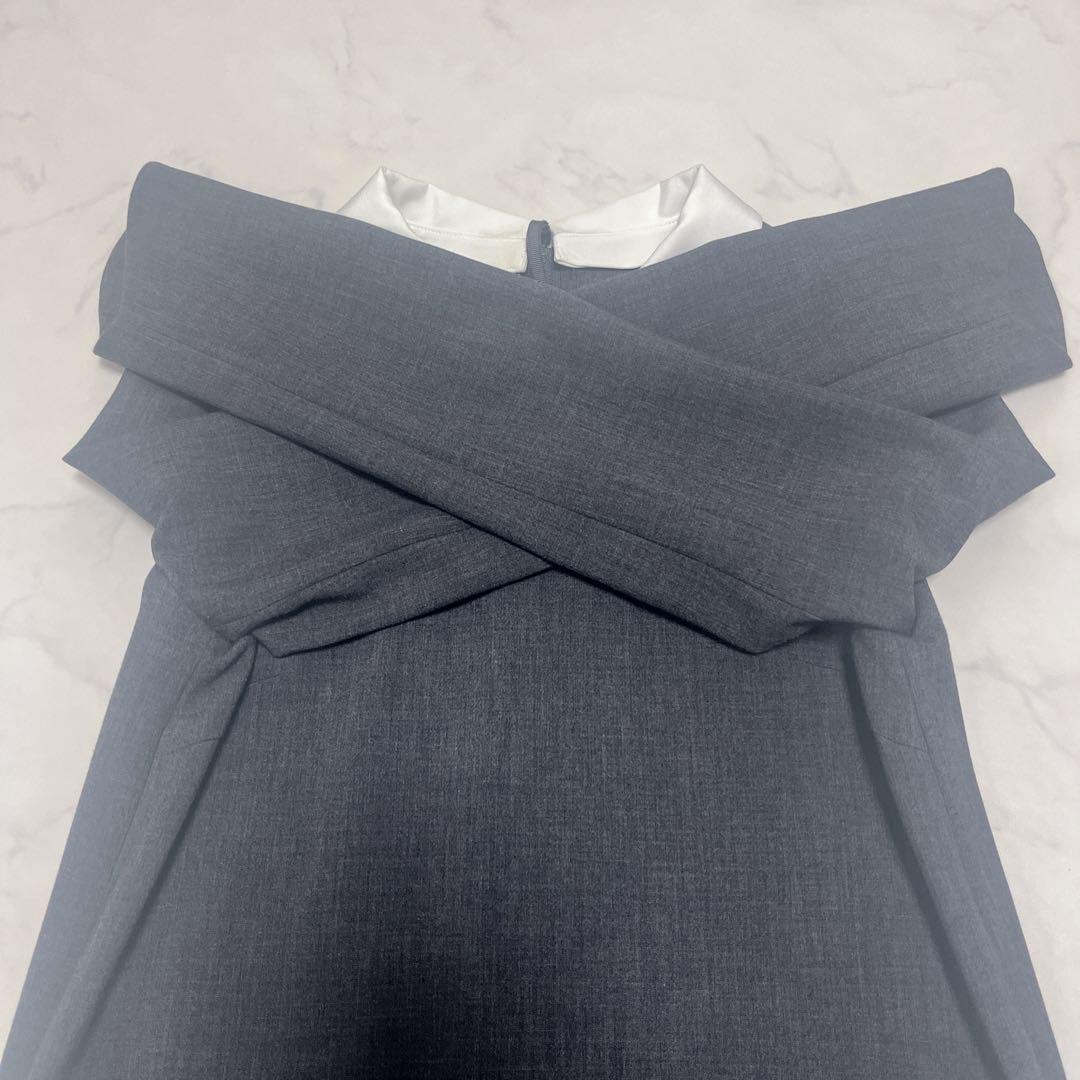 美品　フォクシーニューヨーク　プライベートノワール　白襟 グレー　38