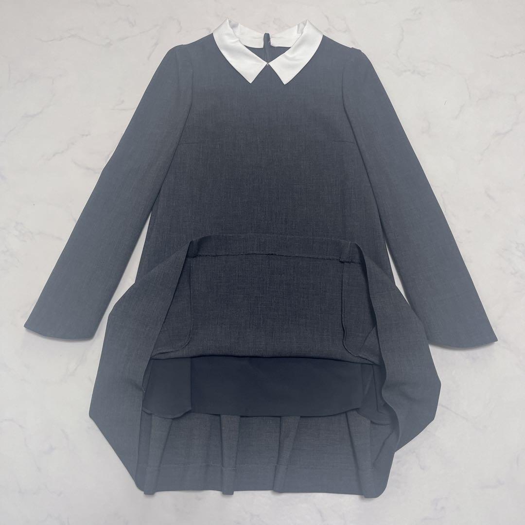 美品　フォクシーニューヨーク　プライベートノワール　白襟 グレー　38