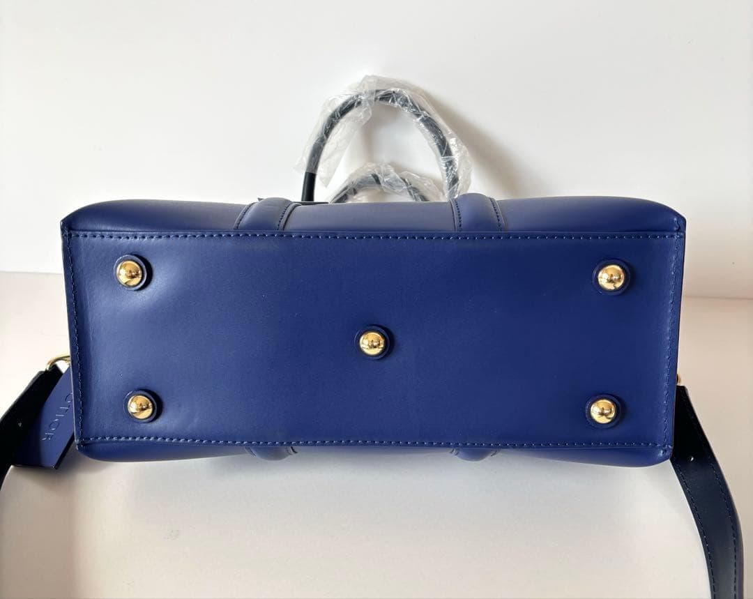 【新品】POTIOR 高級本革　ハンドバック　ショルダーバック　ブルー　上品