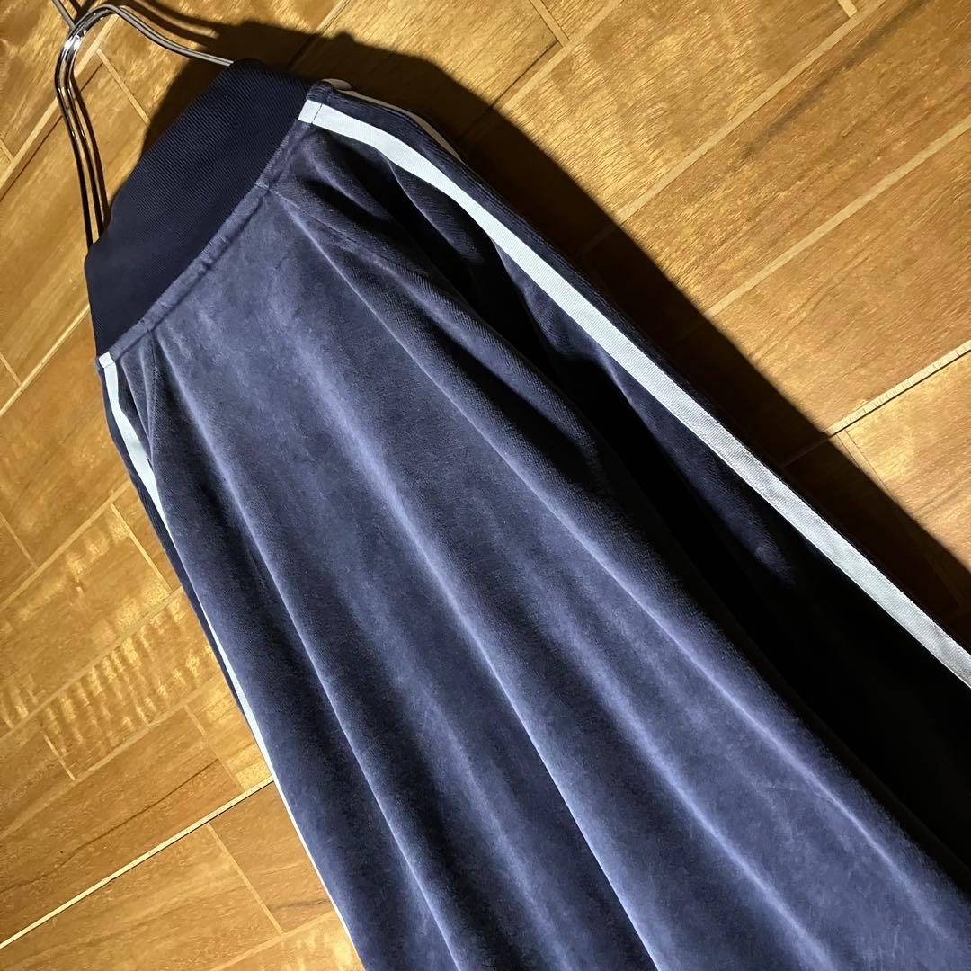 adidas ベロア　トラックジャケット　ジャージ　ネイビー　白　M〜L程