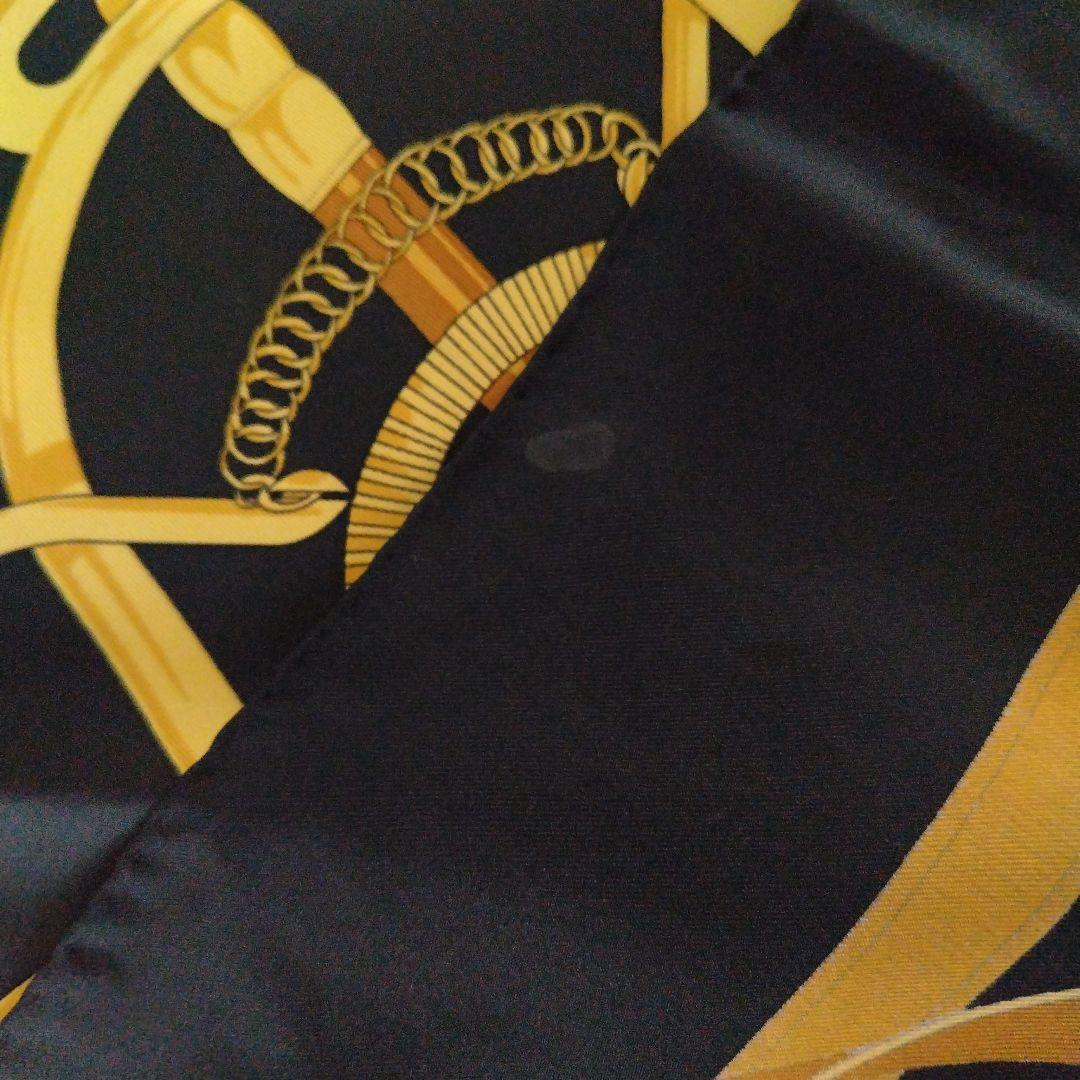 エルメス スカーフ カレ90 HERMÈS シルクスカーフ ブラック ゴールド