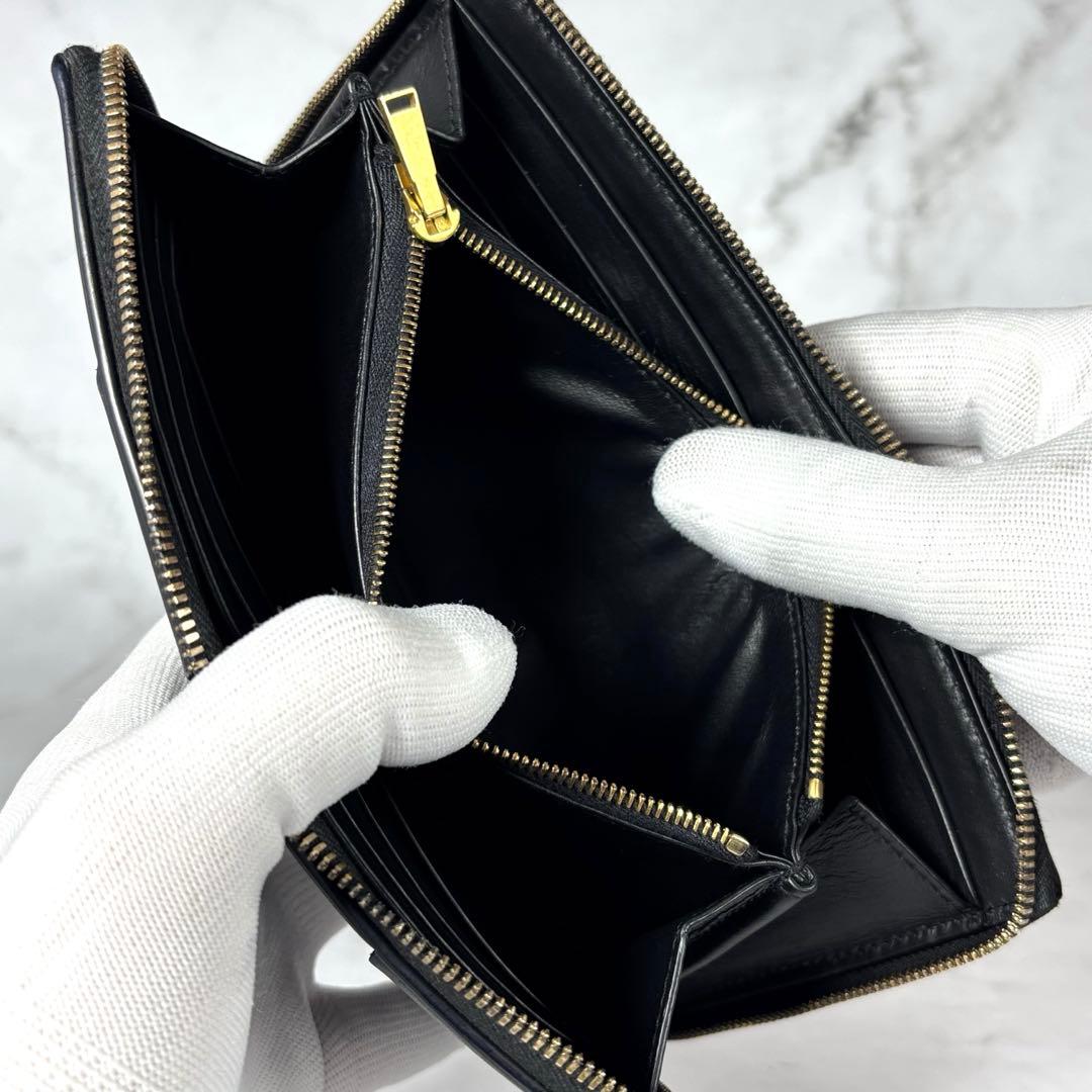 BOTTEGA VENETA 長財布 カセット ジップアラウンドウォレット　黒